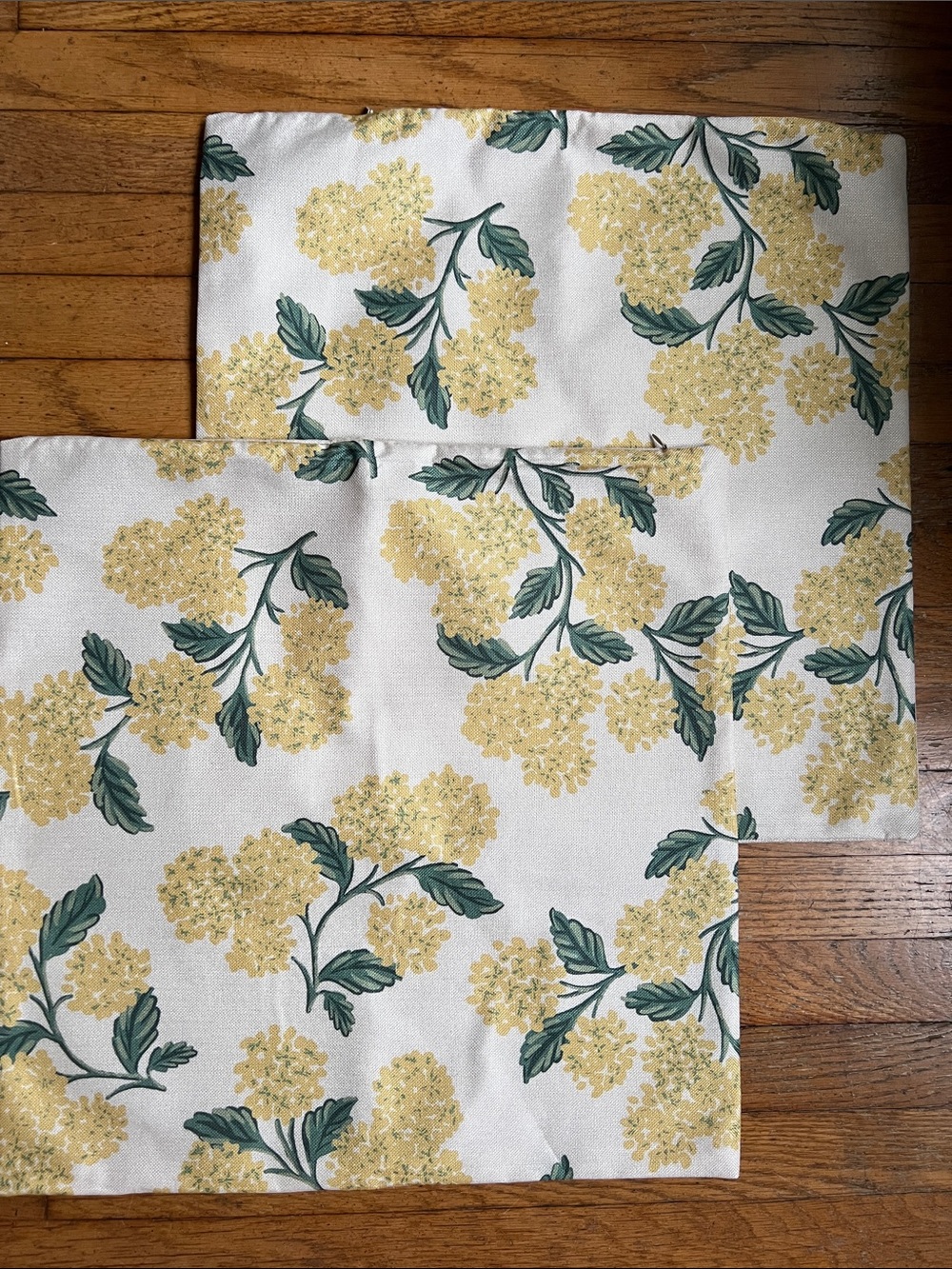 Yellow Floral Print Fabric Pillow Cover